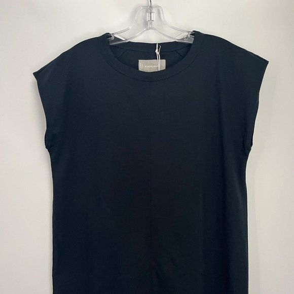 NWT Everlane The Luxe Cotton Side Slit Black Short Cap Sleeve Tee Dress Small S - Picture 4 of 10